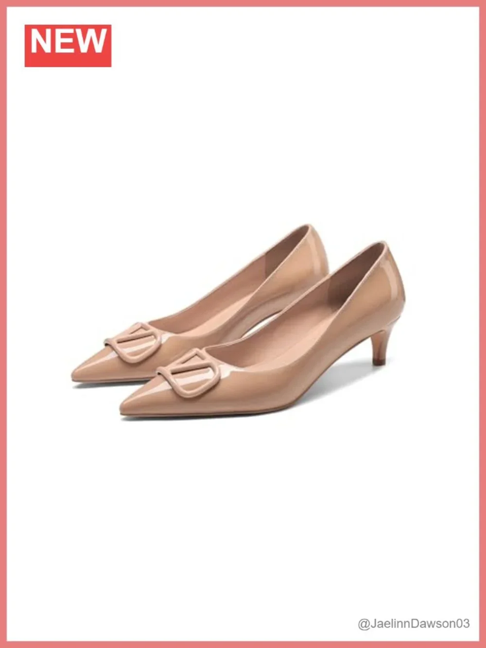 Women Patent Leather Kitten Heel Pumps Pointed Toe Slip On Fashion Shoes